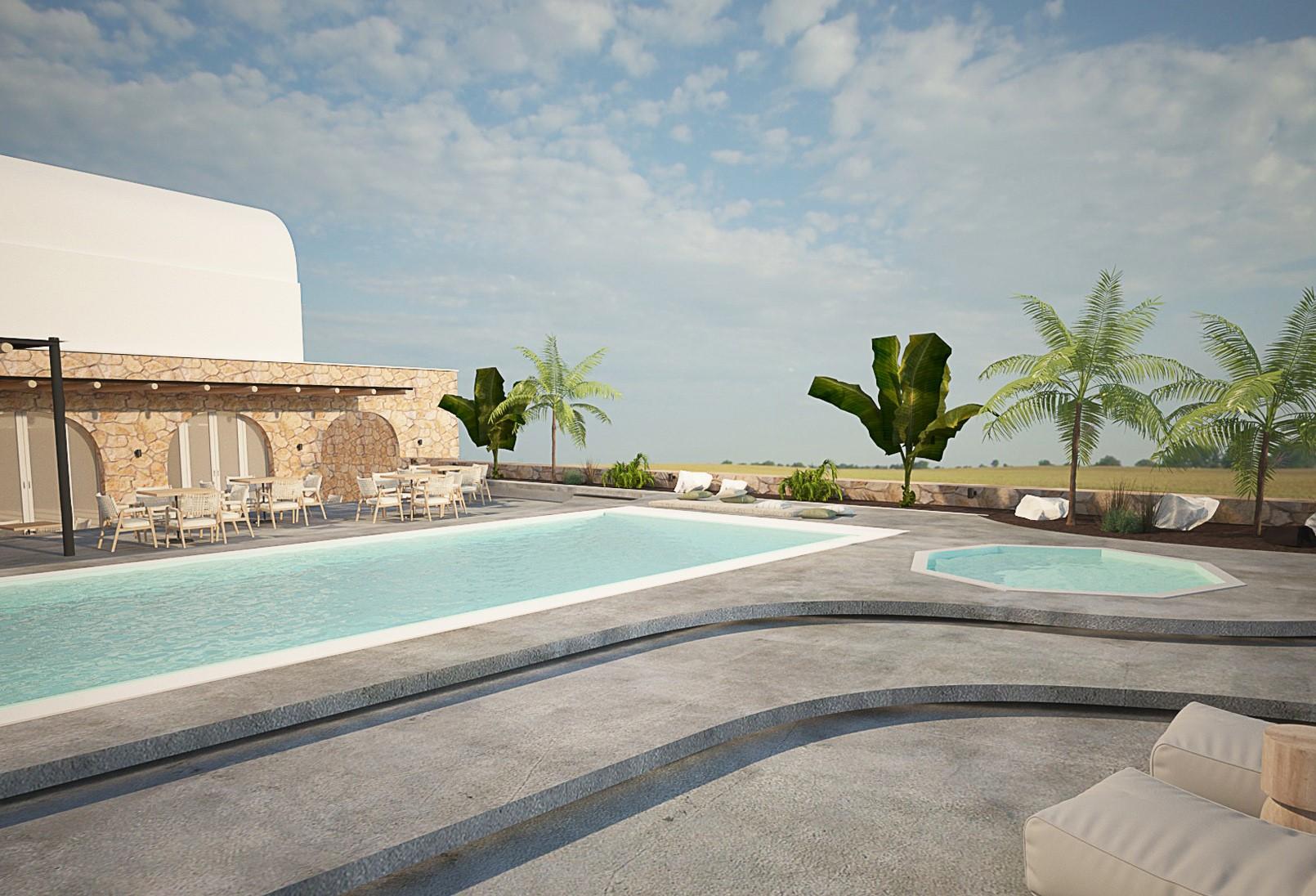 Aelia Luxury Suites Karterados  Exterior photo 3D rendering of a pool
