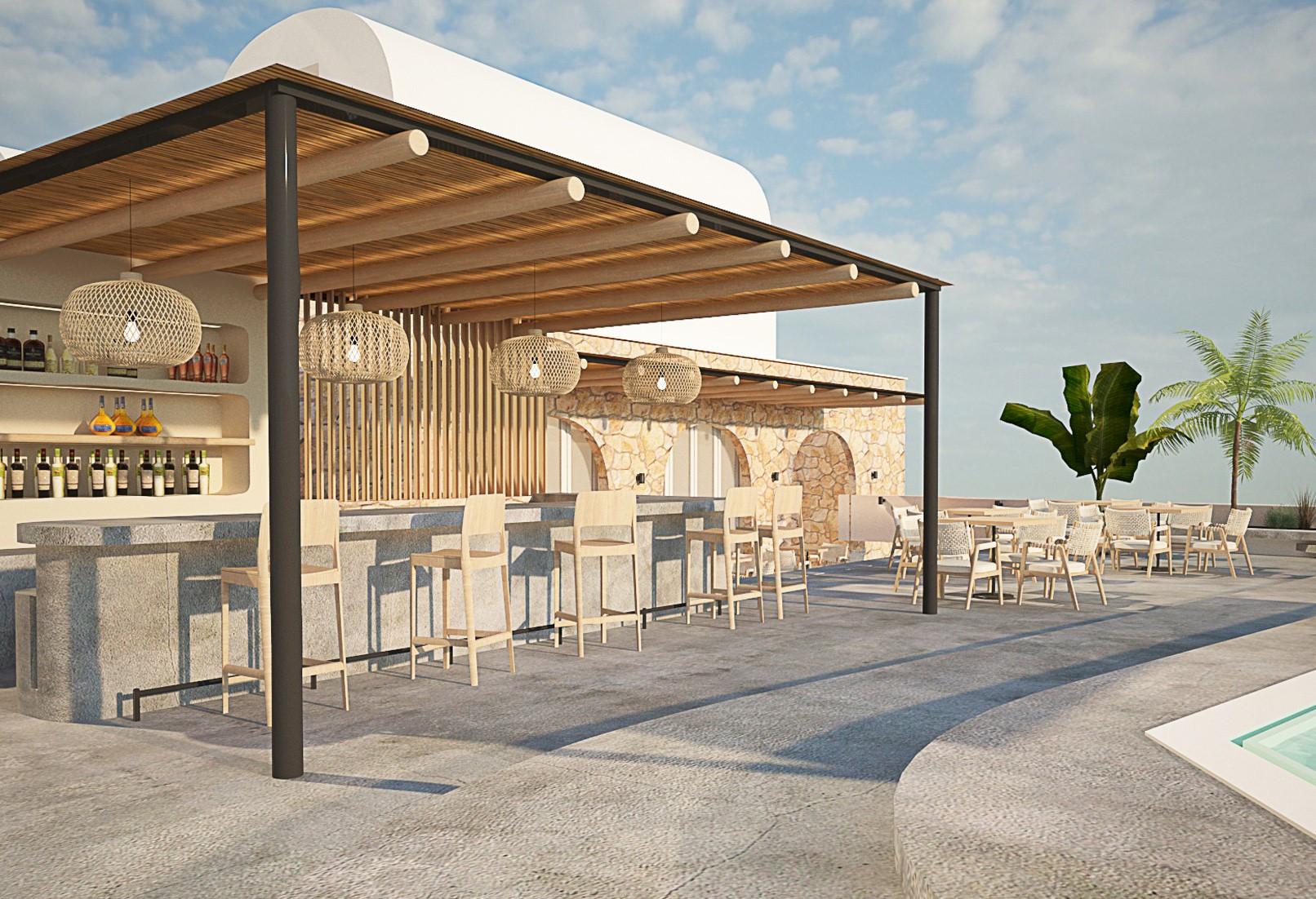 Aelia Luxury Suites Karterados  Exterior photo 3D rendering of a pool bar